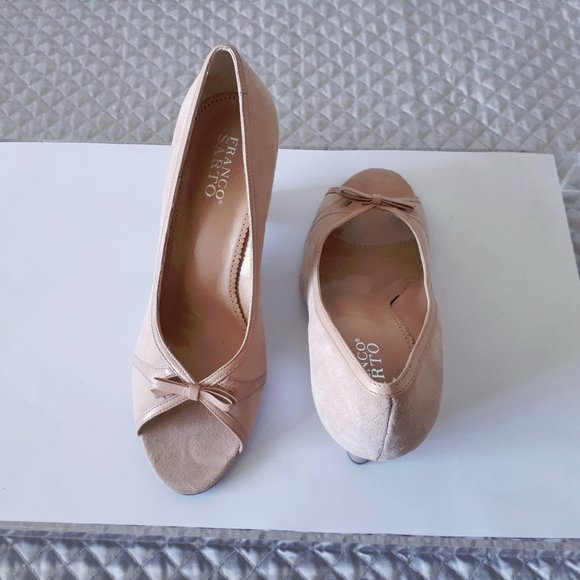 NWOT Franco Sarto pink suede open toe wedge shoes - Picture 5 of 7